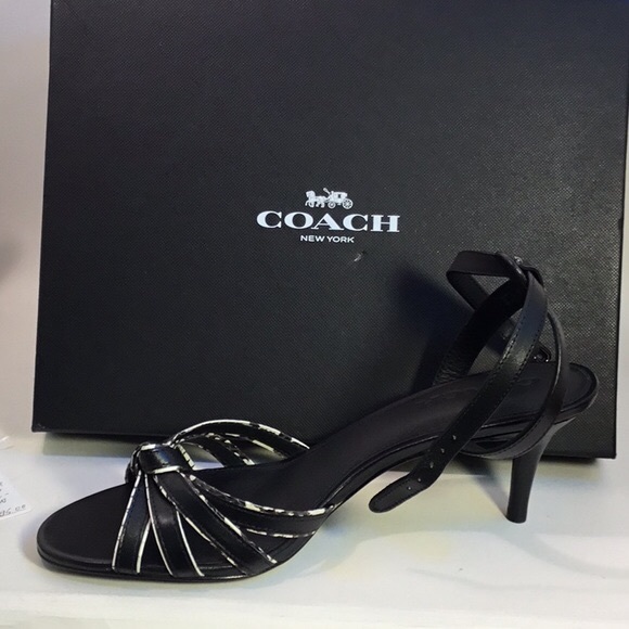 NIB-Coach-Meg-Ankle-Strap-Sandals Black - Picture 1 of 3